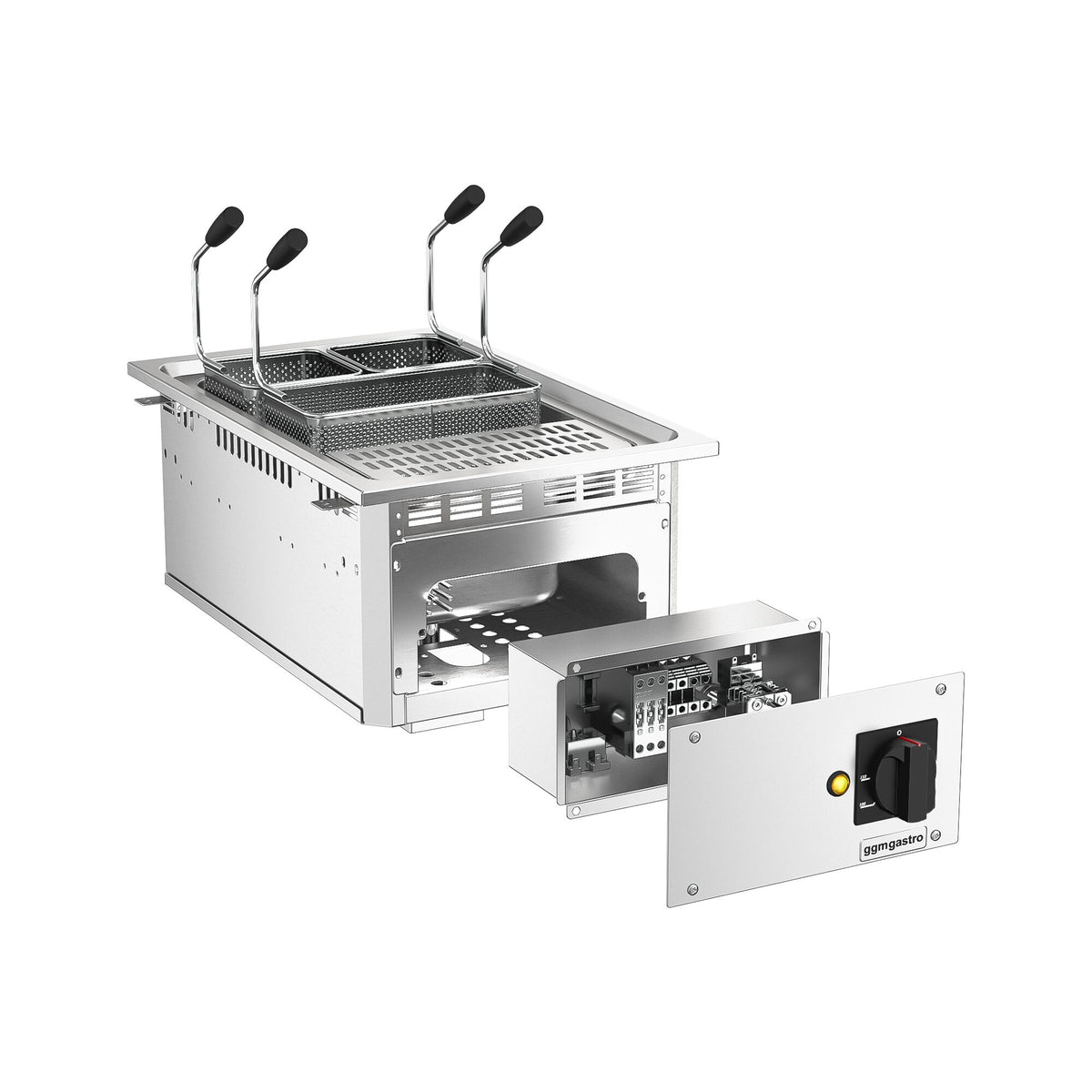 Commercial Electric Drop-in Pasta Cooker – 13 L – 7.5 kW - with drain tap - incl. 3 Baskets