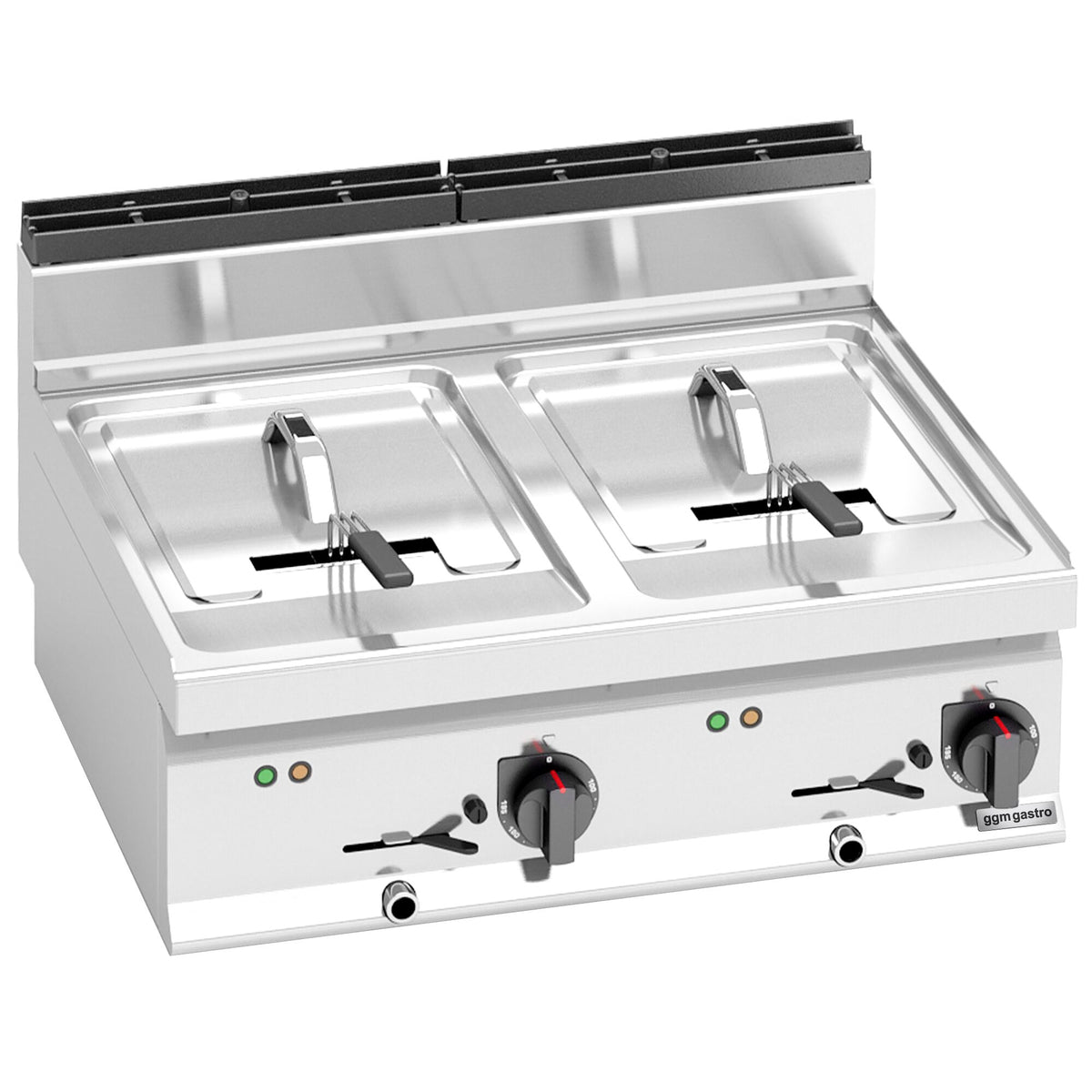 Kaksiosainen sähkökäyttöinen rasvakeitin - 2 x 10 l - 12,0 kW - tyhjennyshanalla - 400 V