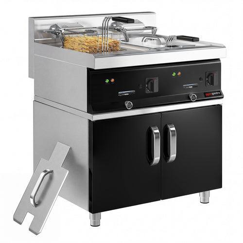 Kaksiosainen sähkökäyttöinen rasvakeitin - 2 x 10 l - 28,5 kW - 400 V