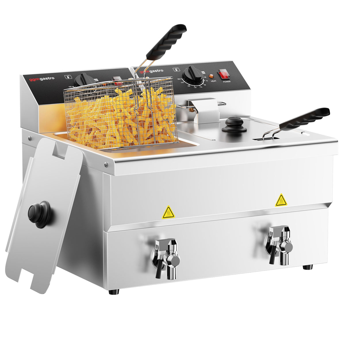 Commercial Countertop Electric Twin Tank Fryer - 8+8 litres - 6.5kW - Manual - with drain tap