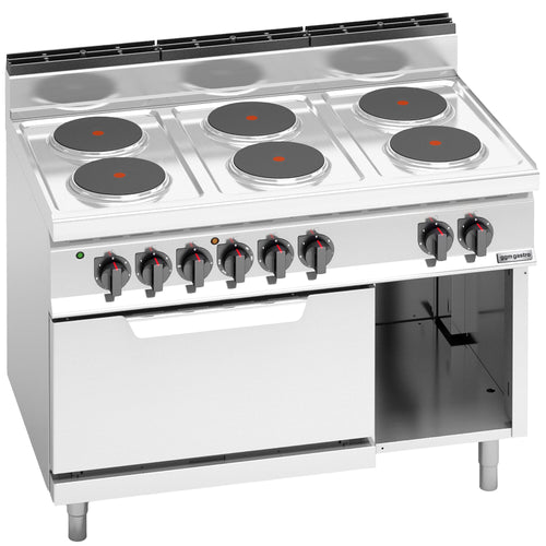 Sähköliesi Lorenzo 700 ‑sarja - 1200x714 mm - 15,6 kW - 6 keittolevyä - jalustalla - sis. sähköuuni - 7,5 kW