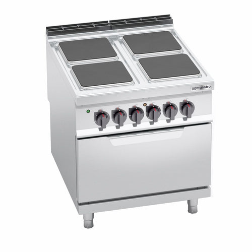 Sähköliesi Lorenzo 900 ‑sarja - 800x900x965 mm - 14,0 kW - 4 keittolevyä kulmikas - jalustalla - sis. sähköuuni - 7,5 kW