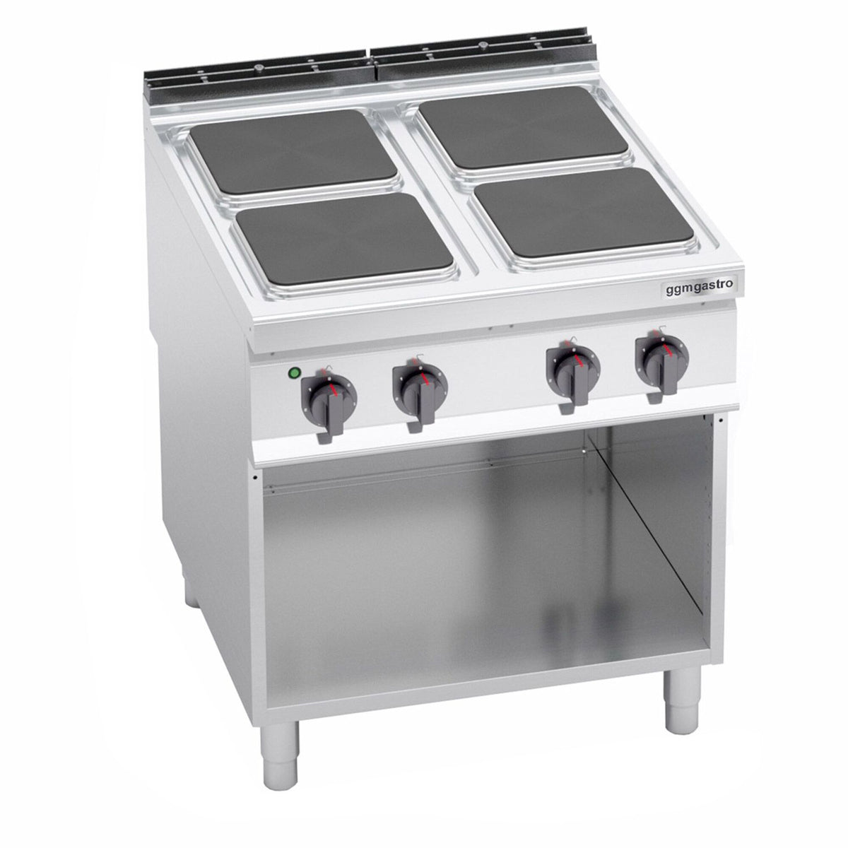 Sähköliesi Lorenzo 900 ‑sarja - 800x900x965 mm - 7 kW - 4 keittolevyä kulmikas - jalustalla - avoin