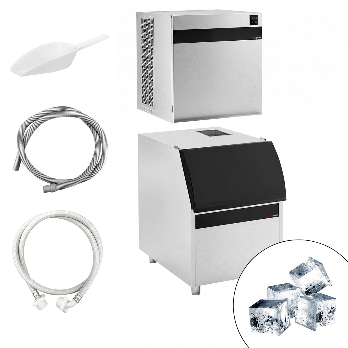 Commercial Ice Machine - Cube - 450 kg/24 h - incl. storage container