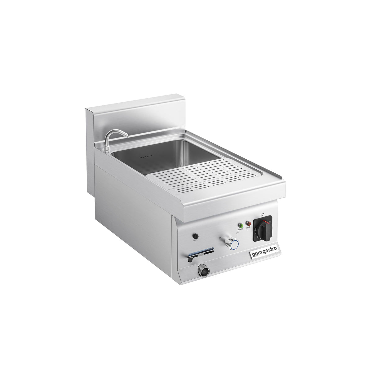 Commercial Electric Pasta Cooker - Single Tank - Countertop - 26L - 6kW - with Drain Tap
