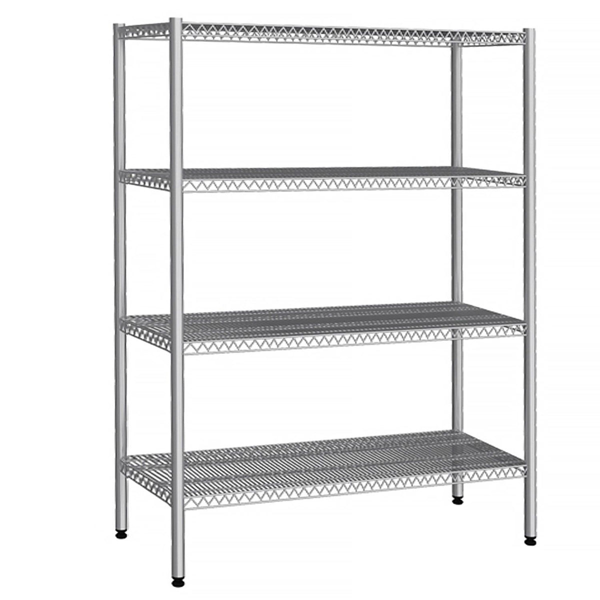 Ruostumaton teräshylly - 1380x500 mm - Syvyys: 500 mm - 4 hyllytasoa - Kantavuus: 240 kg