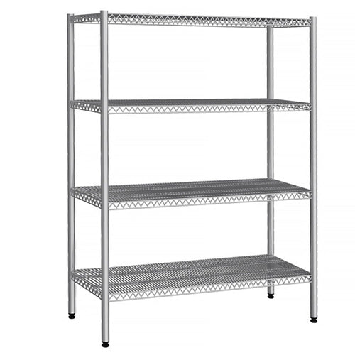 Ruostumaton teräshylly - 1380x500 mm - Syvyys: 500 mm - 4 hyllytasoa - Kantavuus: 240 kg