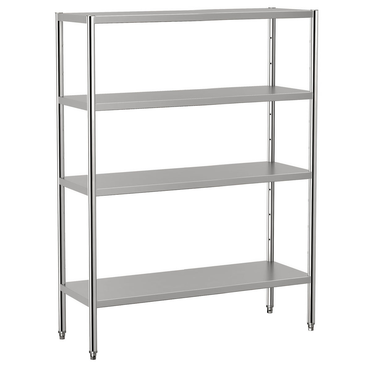 Ruostumaton teräshylly ECO - 1400x500 mm - Syvyys: 500 mm - 4 hyllytasoa (SÄÄDETTÄVÄ) - Kantavuus/taso: 70 kg