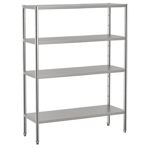 Ruostumaton teräshylly ECO - 1400x500 mm - Syvyys: 500 mm - 4 hyllytasoa (SÄÄDETTÄVÄ) - Kantavuus/taso: 70 kg