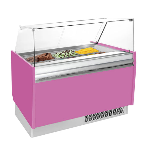 Jäätelövitriini LIAM - 1 310 mm - Staattinen - 10 + 10 x 5 litran jäätelöastiat - pinkki