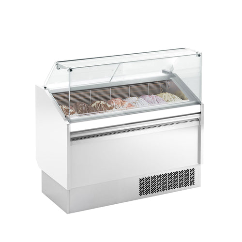 Jäätelövitriini LEVI - 1 310 mm - Staattinen - 7 + 7 x 5 litran jäätelöastiat - valkoinen