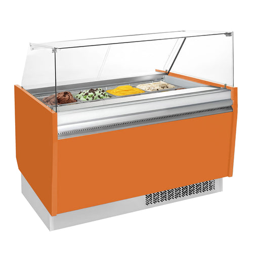 Jäätelövitriini LIAM - 1 562 mm - Staattinen - 13 + 13 x 5 litran jäätelöastiat - oranssi