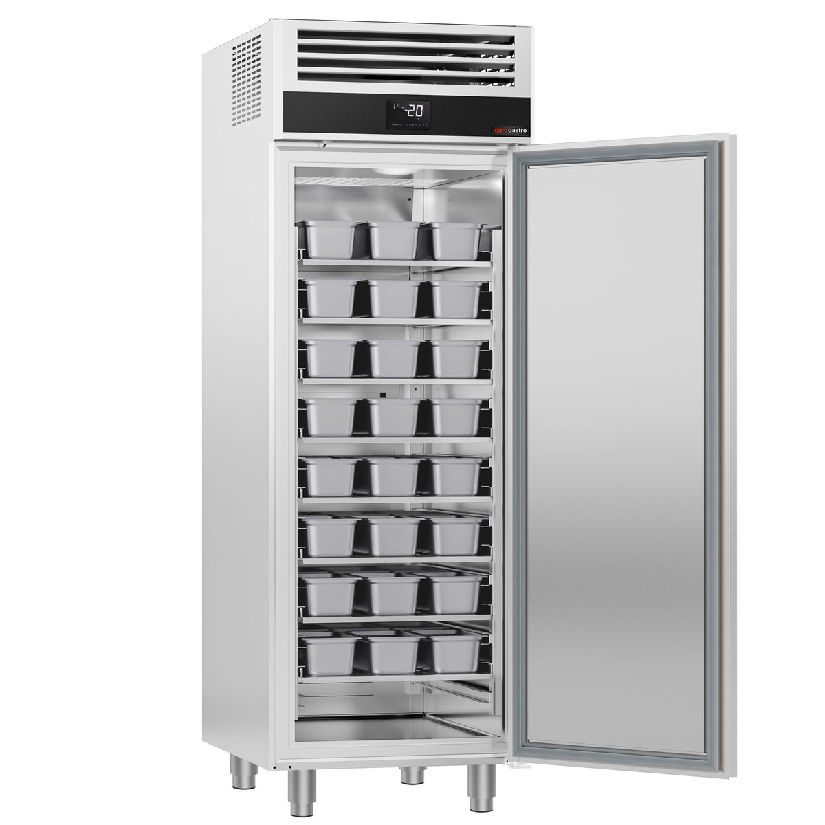 Commercia lce Cream Storage Freezer Stainless Steel - with 1 door - for 48x 5L or 32x 7L Ice Cream Containers