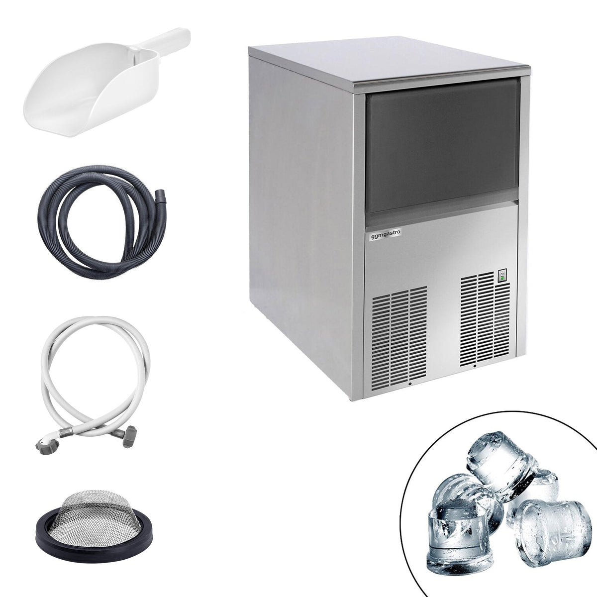 Commercial Ice Machine - Bullet - 46kg/24h - with Storage Bin