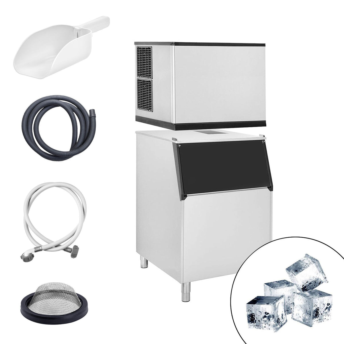 Commercial Ice Machine - Cube - 403 kg/24 h - incl. ice storage container