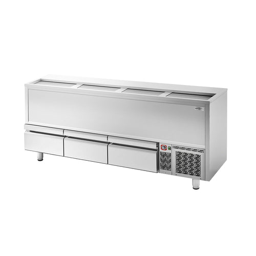 Juomakylmäallas - ruostumaton teräs - 620 l - lasikannet - 3 koria