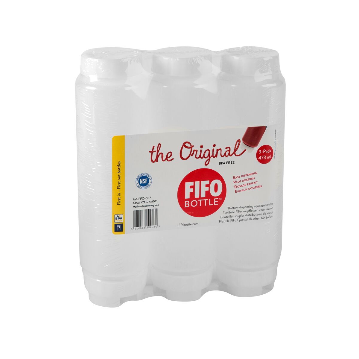 (3 kpl) Puristuspullo keskikalvolla - 473 ml