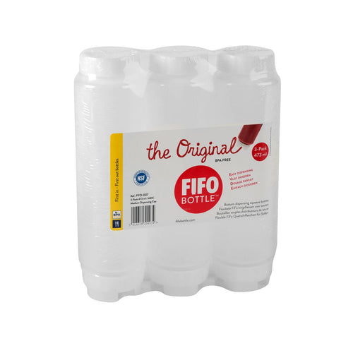 (3 pcs) Squeeze Sauce Bottle - with Medium-Flow Valve Cap (non-drip) - 473ml - with Screw Top Cap - White Cap