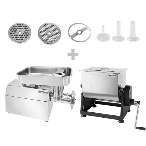 Lihasekoitin 22 - 28 l - 25 kg - 1,1 kW - Käänteistoiminto - sisältää lihamyllyn - 450–480 kg/h