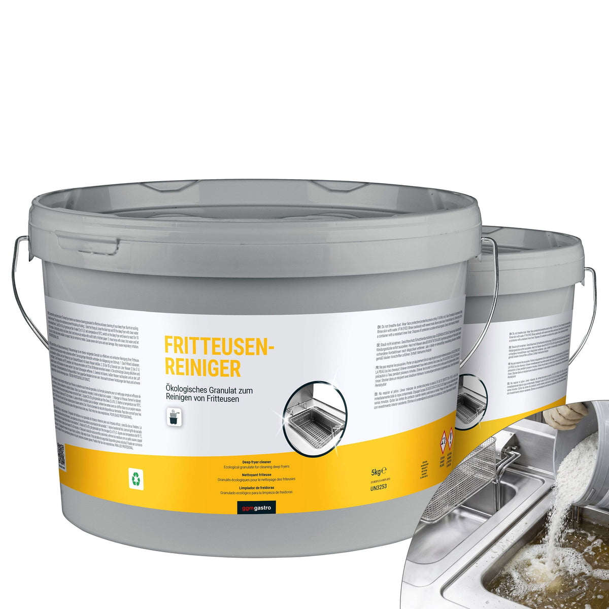 (2 kpl) Friteerauskeittimen puhdistusaine - varten ammattikäyttöön - á 5 kg - Ekologinen