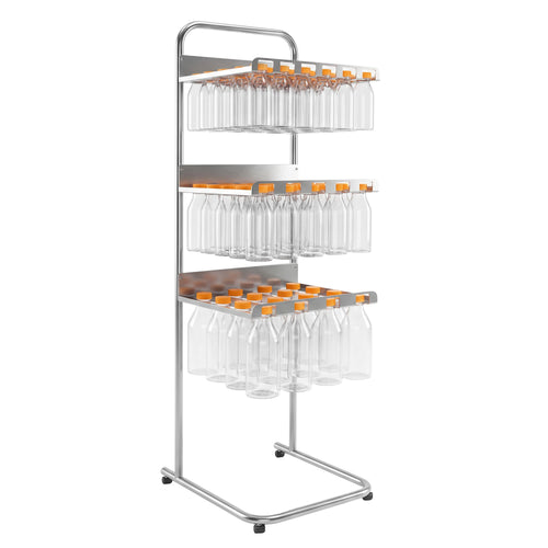 Pullon- ja lasiteline - 390x310x1 440 mm - ruostumaton teräs - vapaasti seisova
