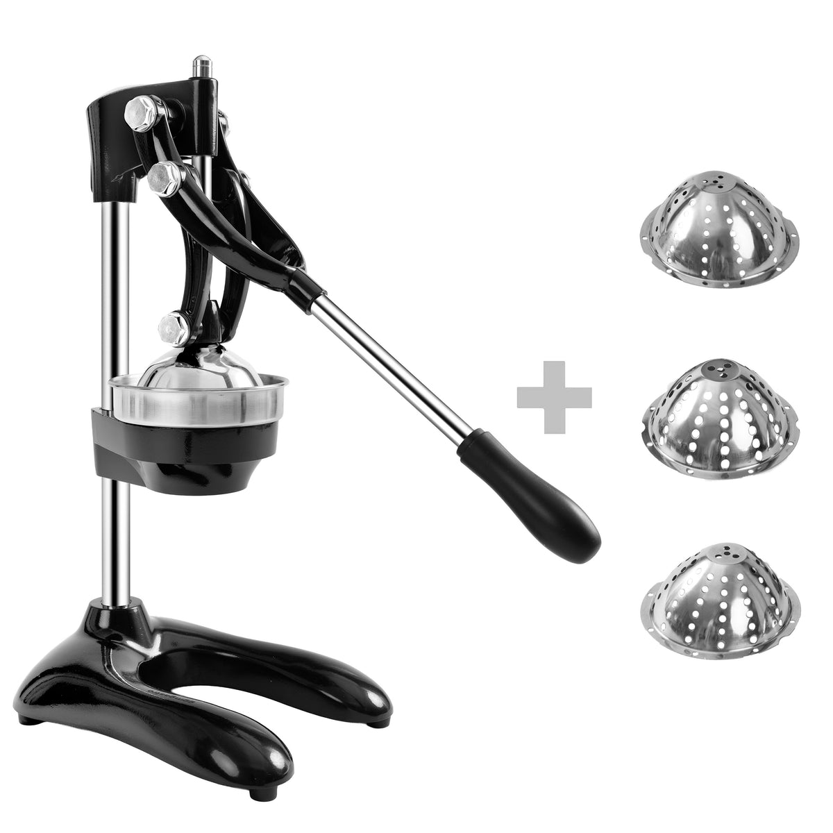 Heavy Duty Lever Citrus Press - Ergonomic Handle(s) - Black - Stainless Steel - Aluminium