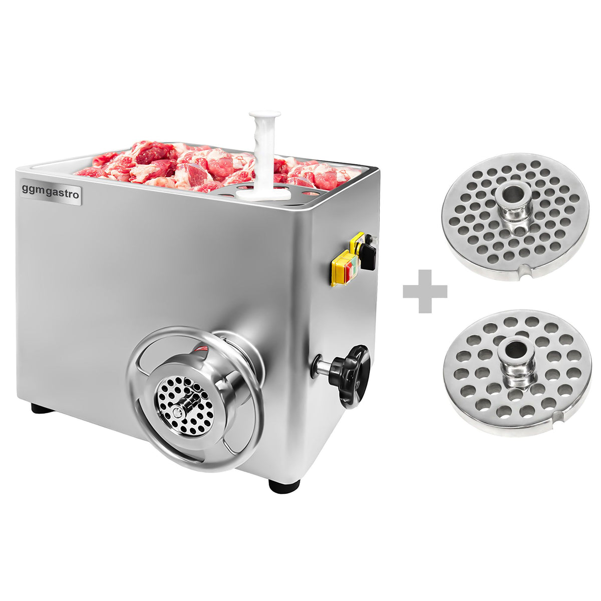 Lihamylly 12 - ruostumaton teräs - 400 kg/h - 800 W - peruutustoiminto - reikälevy 4,5 mm