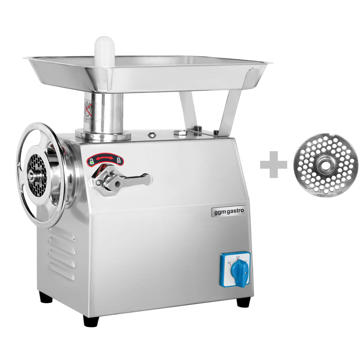 Lihamylly 22 - ruostumaton teräs - 250 kg/h - 1,1 kW - peruutustoiminto