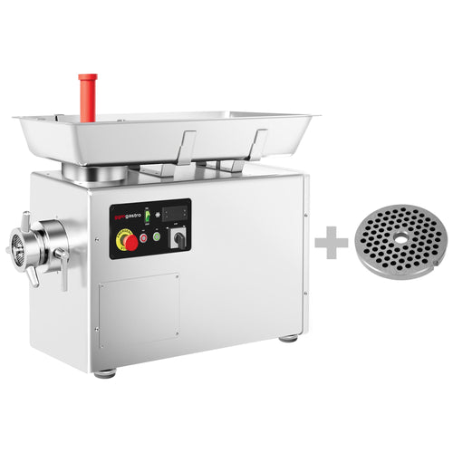 Lihamylly 22 - ruostumaton teräs - 250 kg/h - 1,5 kW - peruutustoiminto - jäähdytyksellä - reikälevy 4,0 mm