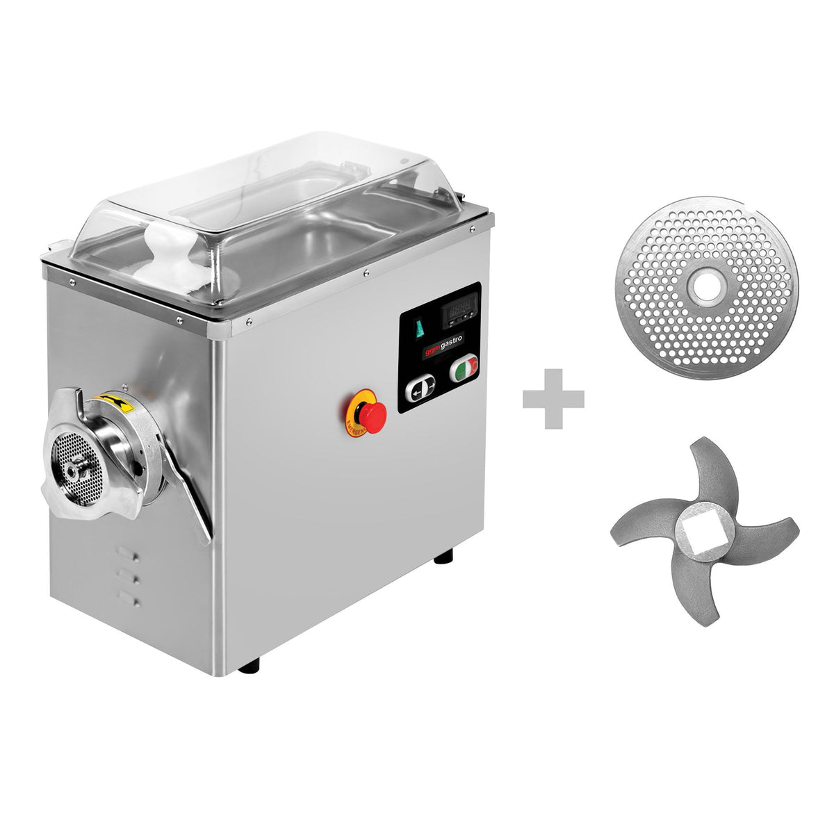 Lihamylly 22 - ruostumaton teräs - 400 kg/h - 1,5 kW - 1 400 r/min - jäähdytyksellä - reikälevy 4,0 mm