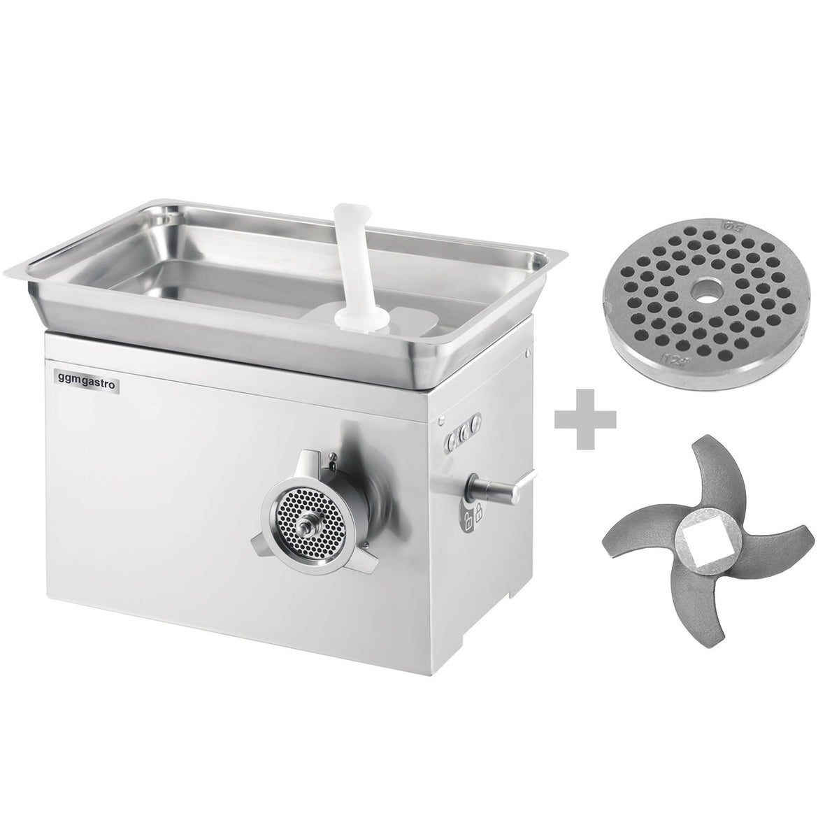 Lihamylly 32 - ruostumaton teräs - 650 kg/h - 2,2 kW - peruutustoiminto - jäähdytyksellä - reikälevy 4,5 mm