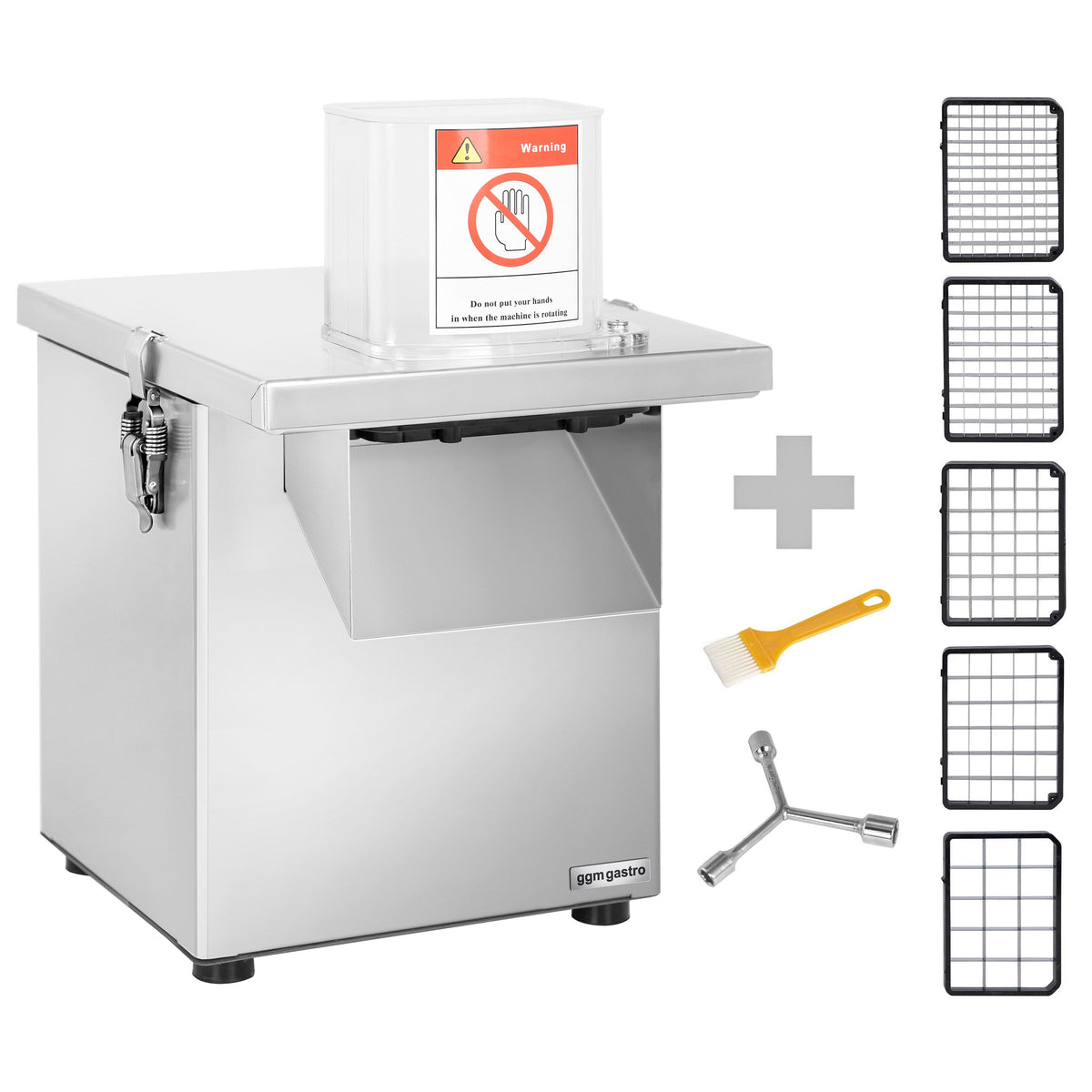 Commercial Veg Prep Machine - 200W - Disc Thickness: 4mm - incl. 1 Cutting/Grating Disc & Cutter Bowl Attachment - 5 Dicing Grids