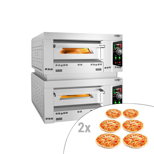 Kaasukäyttöinen pizzauuni (samottikivipohja) - 6+6 x Ø 34 cm - enintään 450 °C - Manuaalinen