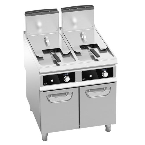 Kaksiosainen kaasurasvakeitin - 2 x 18 l - 28,0 kW - tyhjennyshanalla - digitaalinen ohjaus
