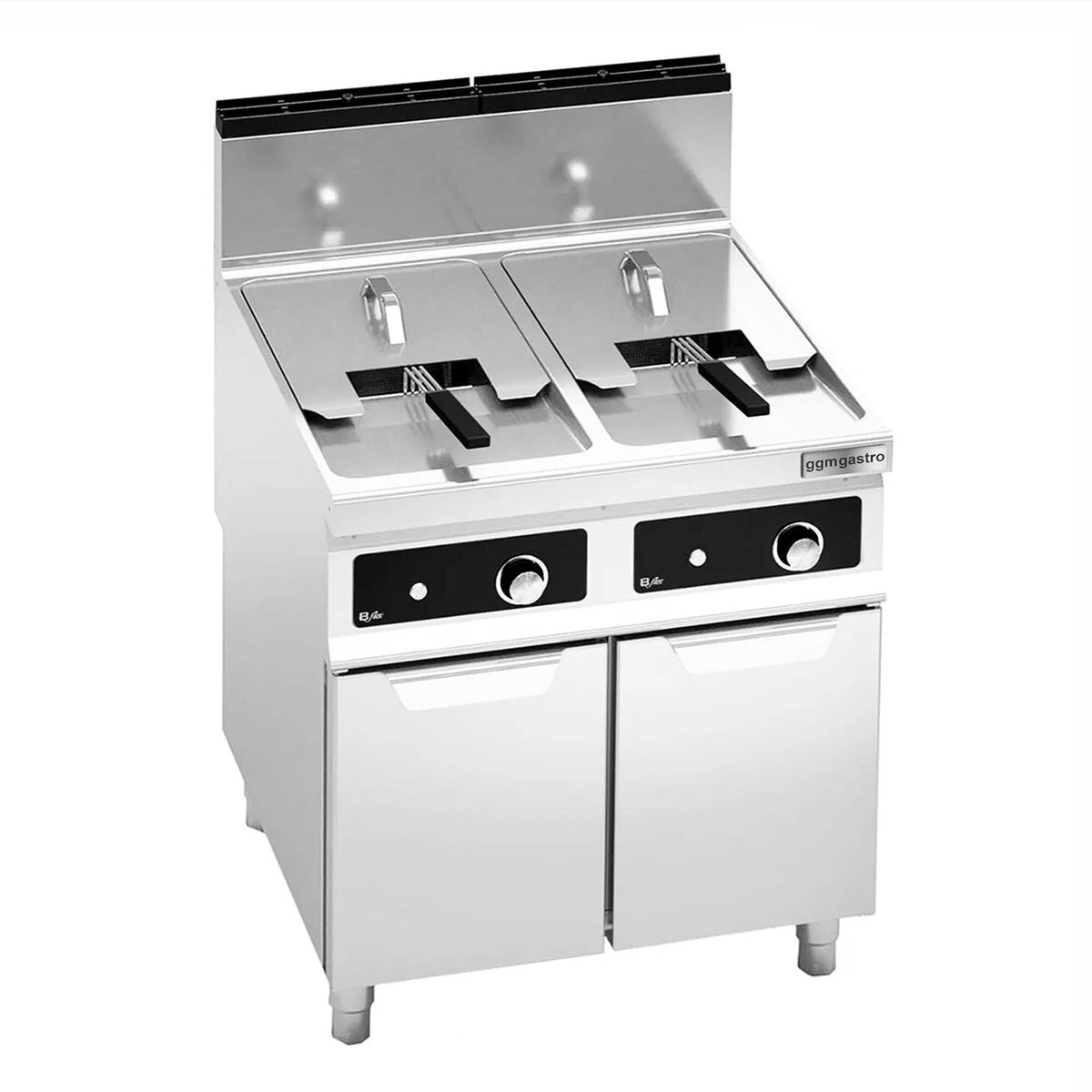 Kaksiosainen kaasurasvakeitin - 2 x 18 l - 28,0 kW - tyhjennyshanalla - digitaalinen ohjaus