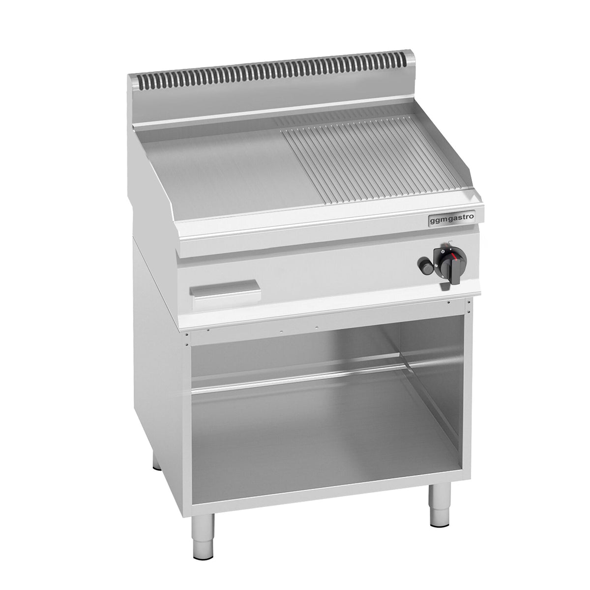 Commercial Gas Griddle - 8.0kW - Smooth/Ribbed Plate (half & half) - Cooking area: 596x430mm - on Stand