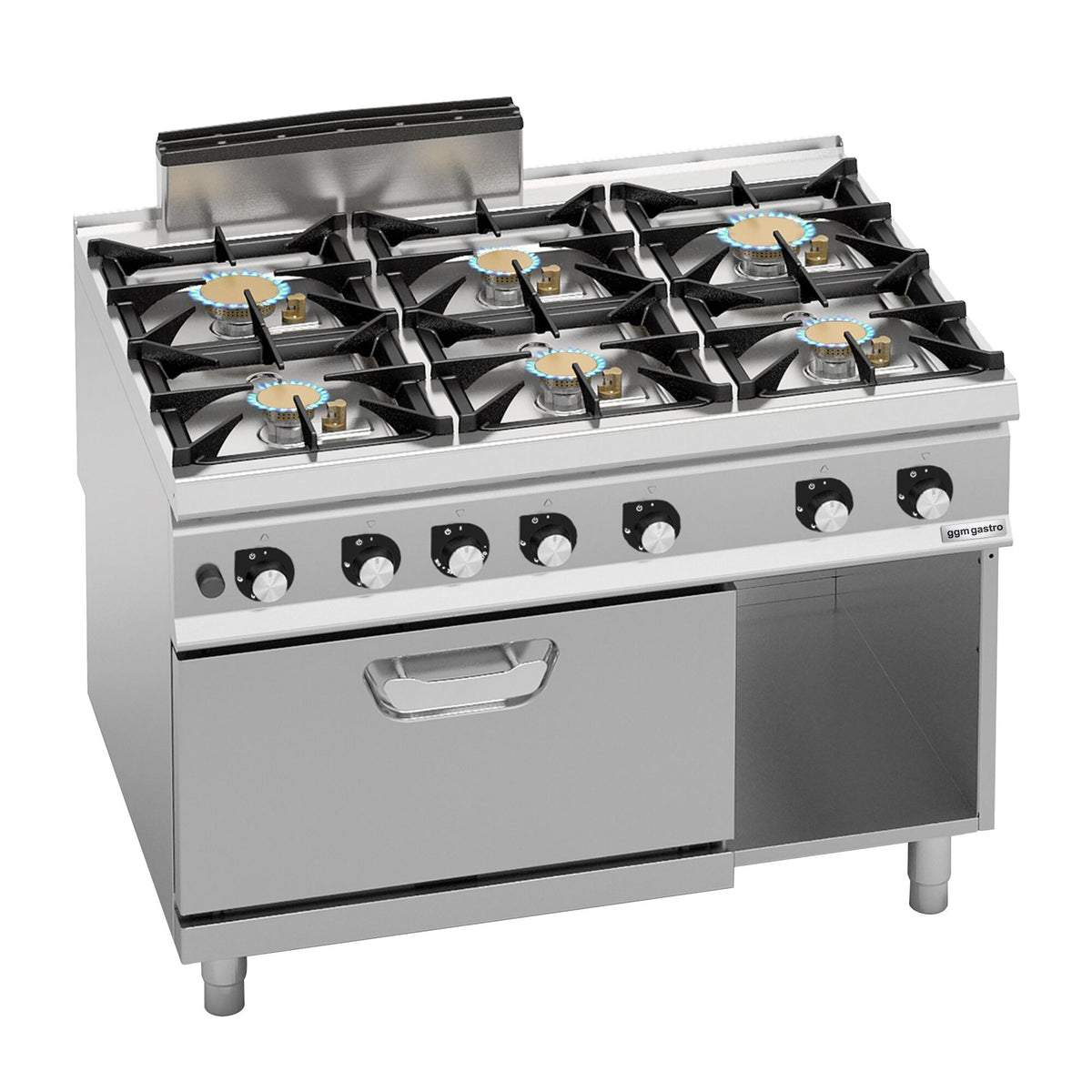 Kaasuliesi Paolo 900 ‑sarja - 1200x900x1060 mm - 51,8 kW - 6 poltinta - jalustalla - sis. kaasu‑uuni - 7,8 kW