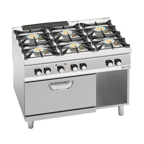 Kaasuliesi Paolo 900 ‑sarja - 1200x900x940 mm - 64,68 kW - 6 poltinta - sis. sähköuuni, kiertoilma - 4,68 kW