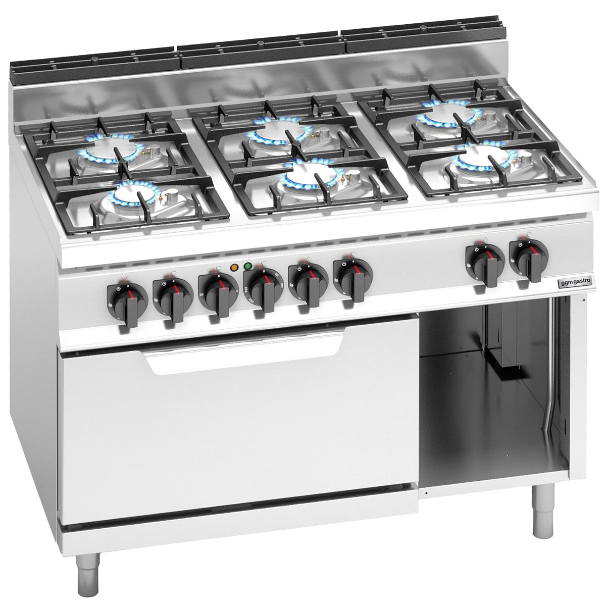 Kaasuliesi Lorenzo 700 ‑sarja - 1200x714 mm - 33,5 kW - 6 poltinta - sis. sähköuuni - 7,5 kW