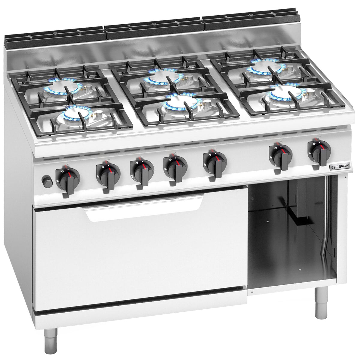 Kaasuliesi Lorenzo 700 ‑sarja - 1200x714 mm - 33,5 kW - 6 poltinta - sis. kaasu‑uuni - 7,8 kW