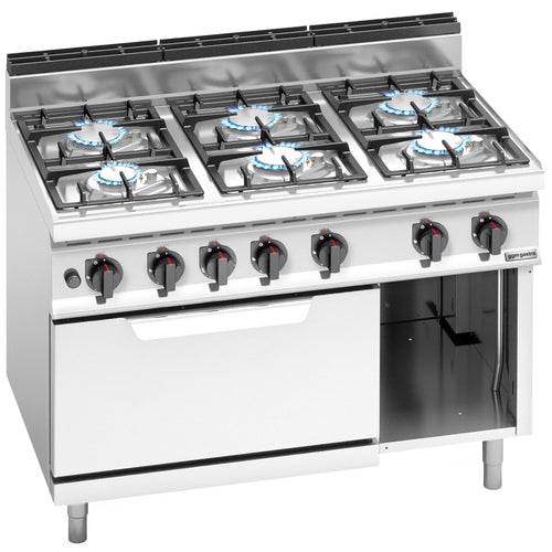 Kaasuliesi Lorenzo 700 ‑sarja - 1200x714 mm - 33,5 kW - 6 poltinta - sis. kaasu‑uuni - 7,8 kW
