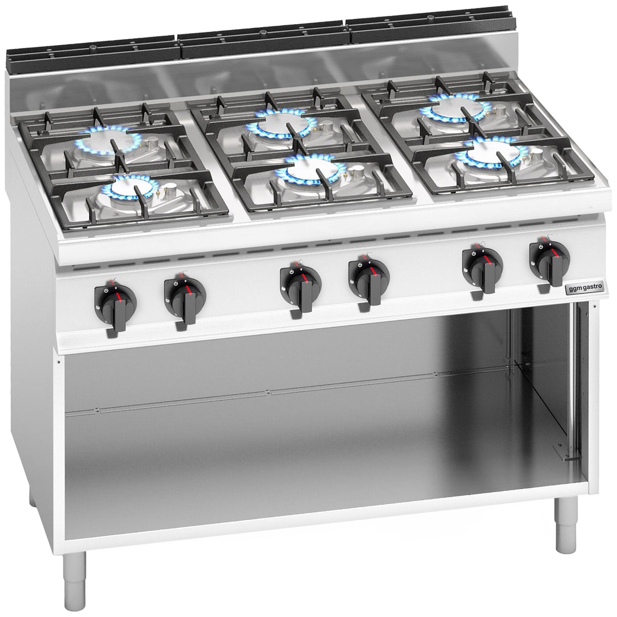 Kaasuliesi LORENZO 700 ‑sarja - 1200x714x1070 mm - 33,5 kW - 6 poltinta - jalustalla - säilytystila