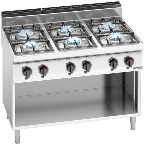 Kaasuliesi LORENZO 700 ‑sarja - 1200x714x1070 mm - 33,5 kW - 6 poltinta - jalustalla - säilytystila