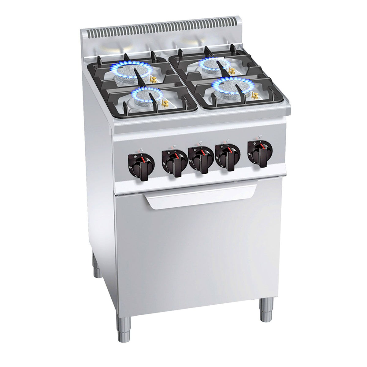 Kaasuliesi Lorenzo 600 ‑sarja - 600x600x1 020 mm - 19 kW - 4 poltinta - sis. kaasu‑uuni - 3,5 kW