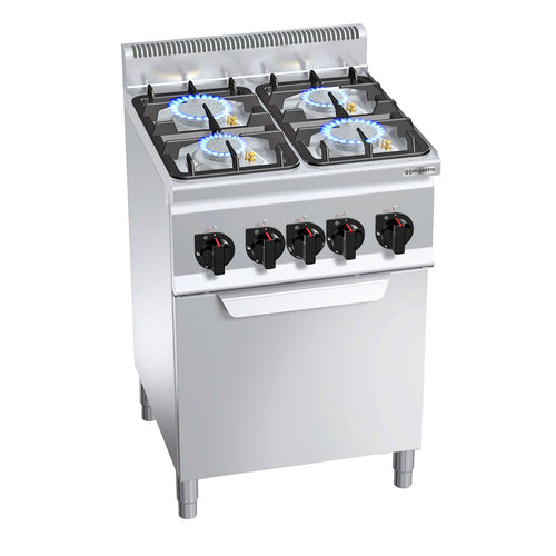 Kaasuliesi Lorenzo 600 ‑sarja - 600x600 mm - 19 kW - 4 poltinta - uunilla / sis. sähköuuni - kiertoilma - 3 kW