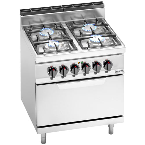 Kaasuliesi Lorenzo 700 ‑sarja - 800x714 mm - 29 kW - 4 poltinta - jalustalla - sis. sähköuuni - 7,5 kW