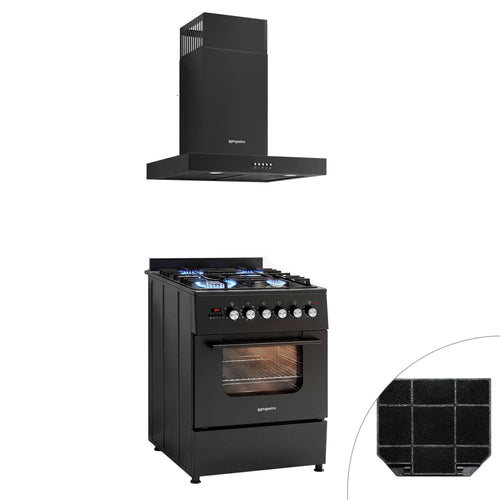 Kaasuliesi – 8,4 kW – 4 poltinta – sisältää sähköuunin – 3,85 kW ja kiertoilma-liesituulettimen