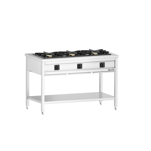 Kaasuliesi Giuseppe 600 ‑sarja - 1300x600x850 mm - 25,5 kW - 3 poltinta - avoin, pohjahyllyllä & keräyslaatikolla