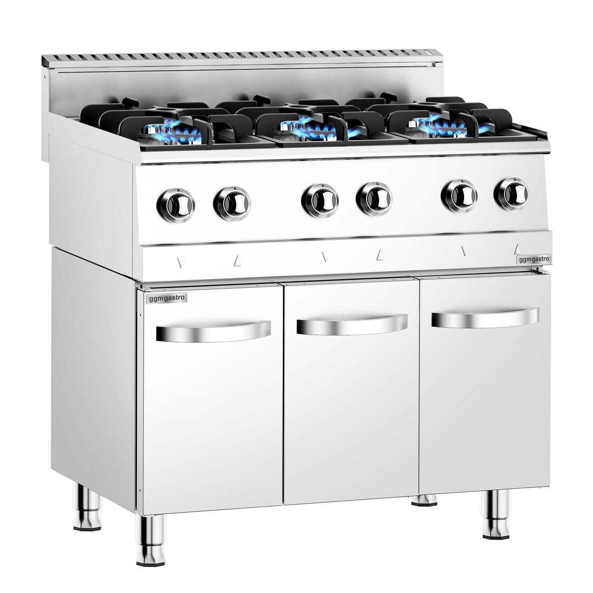 Kaasuliesi - 19,6 kW - 6 poltinta - 900x600 mm - jalustalla - sis. alakaappi, 3 ovea