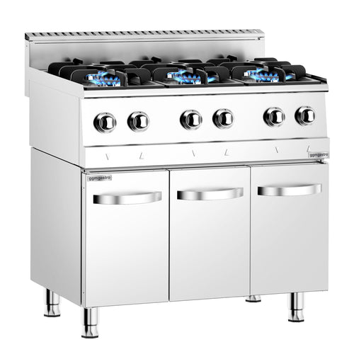 Kaasuliesi - 19,6 kW - 6 poltinta - 900x600 mm - jalustalla - sis. alakaappi, 3 ovea